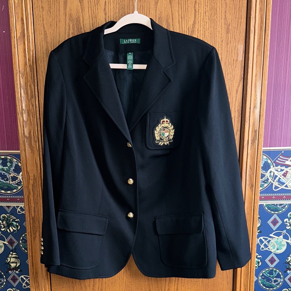 Ralph Lauren Navy Blazer with Embroidered Crest